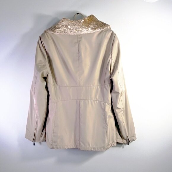 Vintage Glam Golden Champagne Faux Fur Persian Lamb Reversible Rain Jacket SzPS - Picture 12 of 13